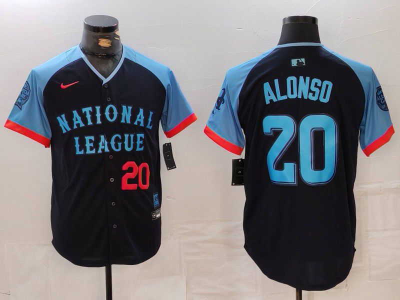 Men New York Mets #20 Alonso Blue All star 2024 Nike MLB Jersey style 2